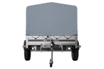 Enkelassige aanhanger met aluminium zijwanden 200x125 Unitrailer Garden 201 KIPP ALU met H-800 frame en grijze afdekking