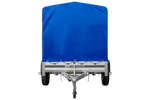 Autoaanhanger met aluminium zijwanden 230x125 Unitrailer Garden 230 KIPP ALU met H1100 frame en blauwe afdekking