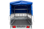 Autoaanhangwagen op veren 230x125 UNITRAILER GARDEN 230/R KIPP met gaaswanden, H-800 frame en blauwe afdekking