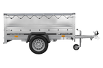 Lichte aanhangwagen op veren 200x125 UNITRAILER GARDEN 201/R KIPP met BIS zijwanden, H-0 frame en grijs zeil