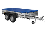 Twee-assige aanhanger 264x125 UNITRAILER GARDEN 264/2 KIPP met H-0 frame en blauw dekzeil