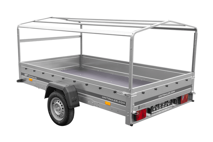 Eenassige aanhangwagen 264x150 UNITRAILER GARDEN 265 KIPP met H-800 frame en grijze huif