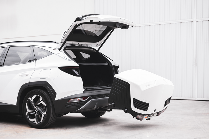 Towbox Alpha klassiek grijs - bagagebox voor montage op de trekhaak