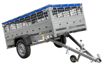 Autoaanhanger 230x125 UNITRAILER GARDEN 230 KIPP met gaaswanden en blauw dekzeil