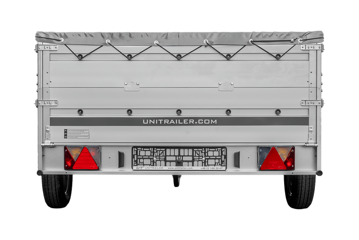 Enkelassige aanhanger met aluminium zijwanden 264x150 Unitrailer Garden 265 KIPP ALU met BIS-zijwanden, H-0 frame en grijze afdekking