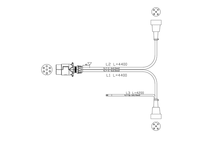 MANTES elektrische installatie, kabelboom voor boottrailer 4,4 m, 7-pins stekker, 2x 5-pins bajonetaansluitingen