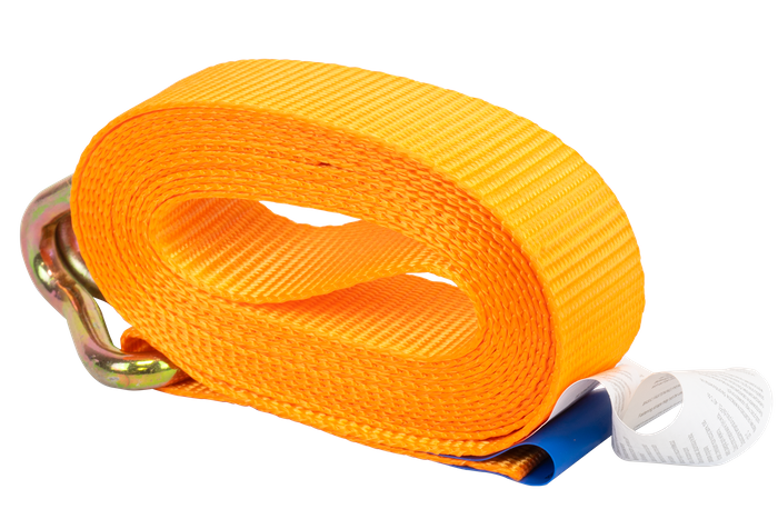Set van vier KAMAR 3m/25mm/0.8t oranje transportbanden met spaninrichting