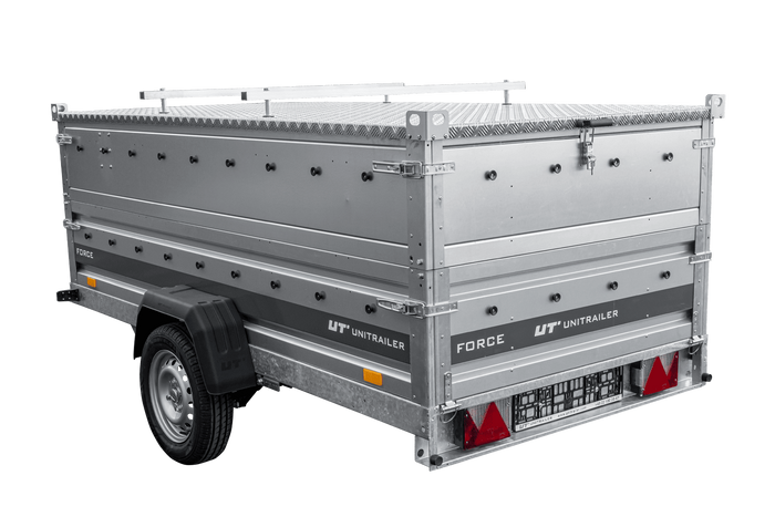 Enkelassige aanhanger op veren 264x125 UNITRAILER FORCE 264/R KIPP met BIS-zijwanden en aluminium afdekking