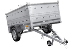 Enkelassige aanhangwagen op veren 230x125 UNITRAILER GARDEN 230/R KIPP met BIS zijwanden en aluminium afdekplaat