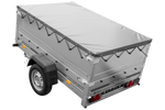 Lichte aanhanger 200x125 UNITRAILER GARDEN 201 KIPP met BIS-zijwanden en grijze afdekking