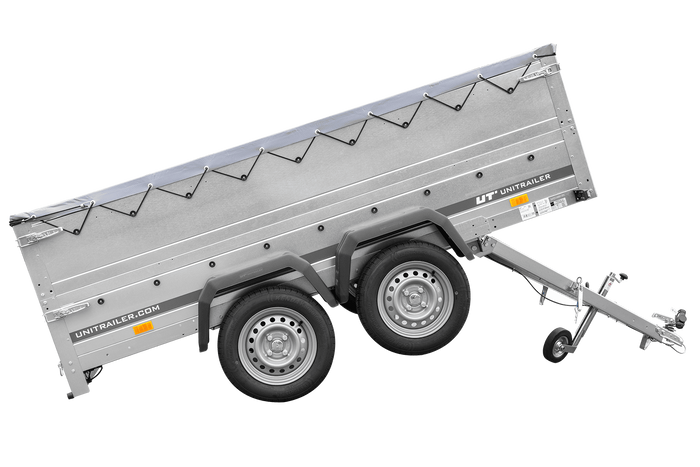 Twee-assige aanhanger 264x125 UNITRAILER GARDEN 264/2 KIPP met BIS zijwanden, H-0 frame en grijze kap