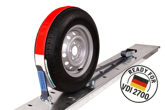 Set van vier HEFFA CARLINE 130 spanbanden voor sleepwagens wielbevestigingsbanden 2,8m/50mm/5t VDI 2700