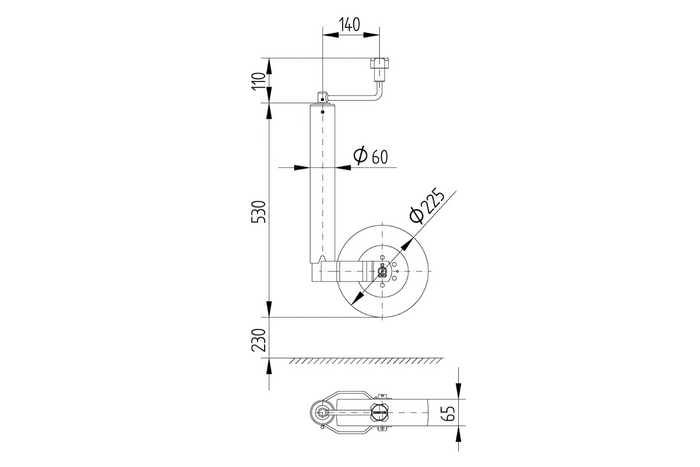 Steunwiel TK60 KNOTT 400284.001 250kg 60mm