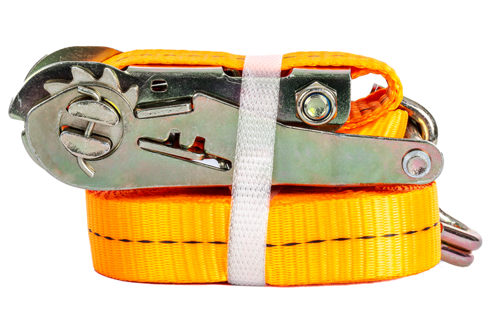 Set van vier UNITRAILER 2m/50mm/5t oranje transportbanden met spaninrichting
