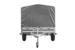 Enkelassige aanhanger met aluminium zijwanden 230x125 Unitrailer Garden 230 KIPP ALU met H-800 frame en grijze afdekking