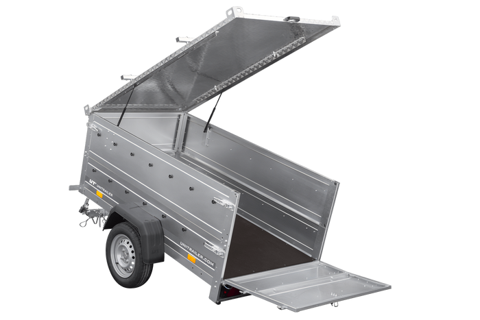 Lichte aanhanger 200x106 UNITRAILER GARDEN 200 KIPP met BIS-zijwanden en aluminium afdekking