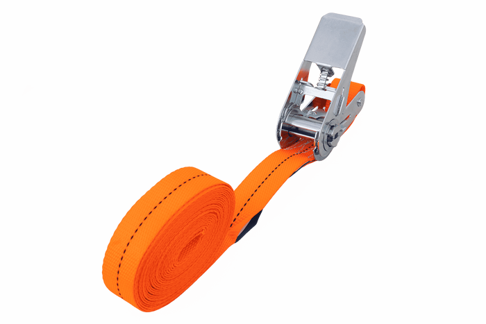 Set van vier HERMON 5m/25mm/1t hijsbanden met spanner, banden uit één stuk voor het vastbinden.