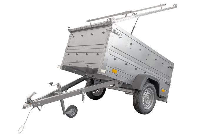 Aanhangwagen met aluminium afdekking GARDEN TRAILER 200 KIPP, twee zijkanten en steunwiel
