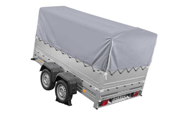 Lichte aanhanger 264x150 UNITRAILER GARDEN 265/2 KIPP met BIS-zijwanden, H-800 frame en grijze afdekking