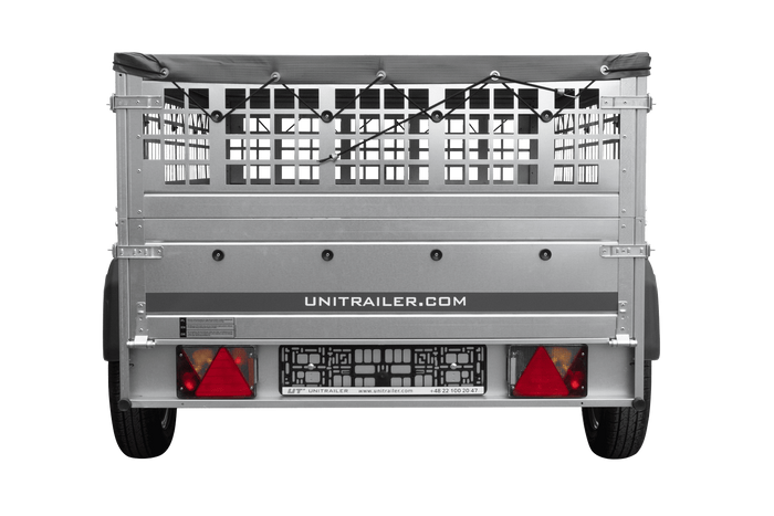 Autoaanhanger 200x125 UNITRAILER GARDEN 201 KIPP met gaaswanden, H-0 frame en grijze afdekking