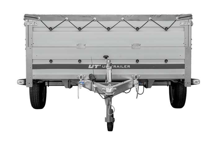 Enkelassige aanhanger met aluminium zijwanden 264x150 Unitrailer Garden 265 KIPP ALU met BIS-zijwanden, H-0 frame en grijze afdekking