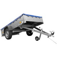 Garden trailer 230 kipp met steunwiel, frame h-0 en blauw dekzeil