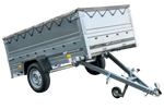 Autoaanhanger 230x125 UNITRAILER GARDEN 230 KIPP met BIS-zijwanden en grijze afdekking