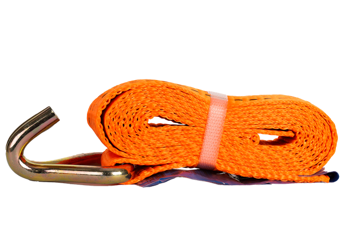 Set van vier UNITRAILER 3m/50mm/5t oranje transportbanden met spaninrichting