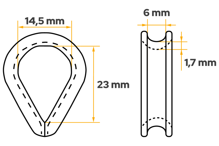 DROMET KU.5 touwkous, stalen klos, 5 mm