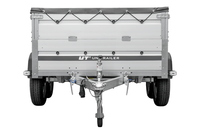 Tweeassige aanhanger met aluminium zijwanden 264x125 Unitrailer Garden 264/2 KIPP ALU met BIS-zijwanden, H-0 frame en grijze afdekking