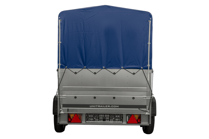 Twee-assige aanhanger 264x125 UNITRAILER GARDEN 264/2 KIPP met BIS zijwanden, H-800 frame en blauwe kap