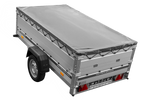 Enkelassige aanhanger met aluminium zijwanden 230x125 Unitrailer Garden 230 KIPP ALU met BIS-zijwanden, H-0 frame en grijze afdekking