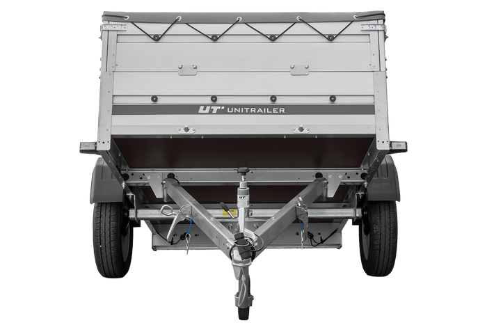 Autoaanhanger met aluminium zijwanden 200x125 Unitrailer Garden 201 KIPP ALU met BIS-zijwanden, H-0 frame en grijze afdekking