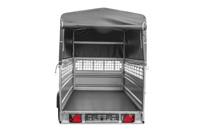 Autotrailer 264x125 UNITRAILER FORCE 264 KIPP met gaaswanden, H-800 frame en grijze afdekking
