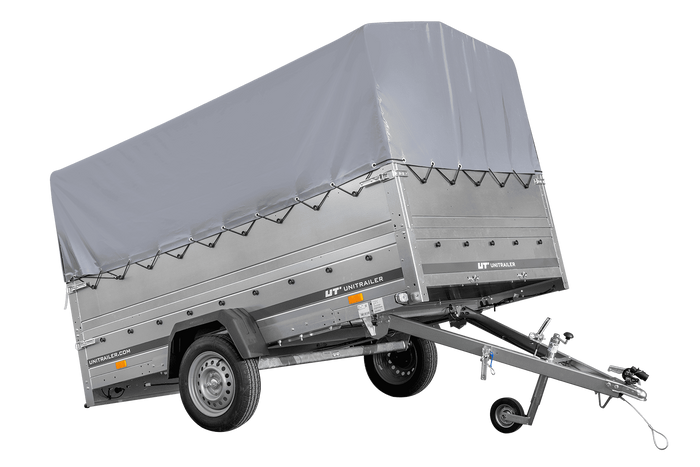 Eenassige aanhangwagen 264x150 UNITRAILER GARDEN 265 KIPP met opzetborden, H-800 frame en grijze huif