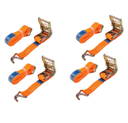 Set van vier UNITRAILER 4m/35mm/2t oranje transportbanden met spaninrichting