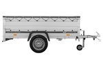 Enkelassige aanhanger met aluminium zijwanden 230x125 Unitrailer Garden 230 KIPP ALU met BIS-zijwanden, H-0 frame en grijze afdekking