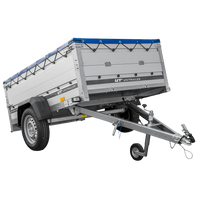 Autoaanhanger met aluminium zijwanden 200x125 Unitrailer Garden 201 KIPP ALU met BIS-zijwanden, H-0 frame en blauwe afdekking