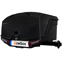 Towbox Camper Alpha zwart LED (lang) - bagagebox voor montage op de trekhaak