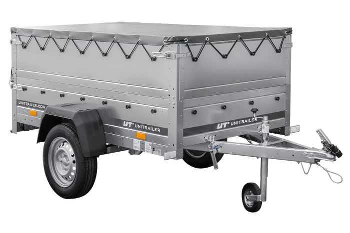 Autoaanhanger 200x106 UNITRAILER GARDEN 200 KIPP met BIS-zijwanden en grijze afdekking