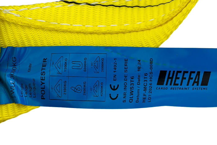 HEFFA kraanhijsband 6m/90mm/3t met lussen