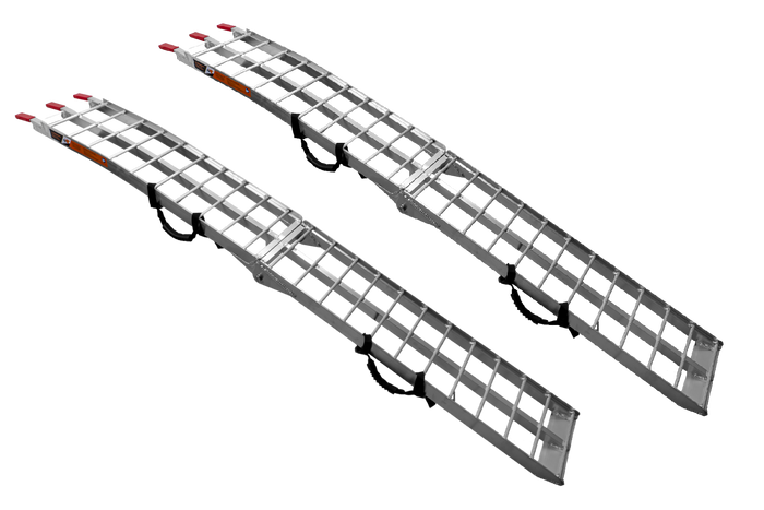 UNITRAILER ALR002 opklapbare aluminium oprijplaten voor aanhangers 221 cm 680 kg met riem, set van 2