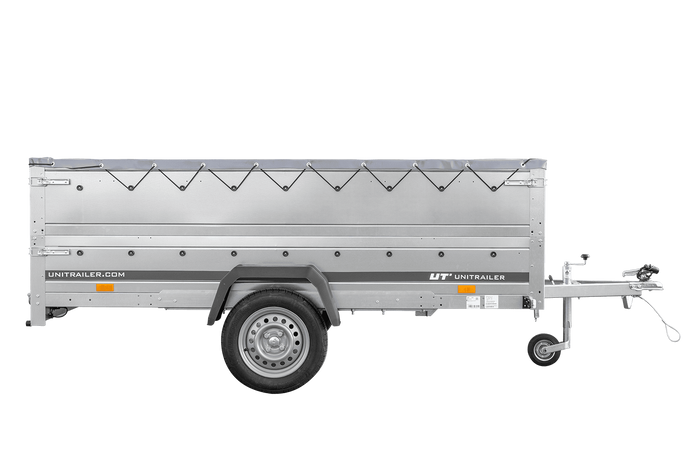 Autotrailer 264x150 UNITRAILER GARDEN 265 KIPP met opzetborden, H-0 frame en grijze huif