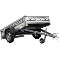 Enkelassige aanhanger op veren met aluminium zijwanden 200x125 Unitrailer Garden 201/R KIPP ALU met H-0 frame en grijze afdekking