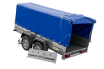 Twee-assige aanhanger 264x125 UNITRAILER GARDEN 264/2 KIPP met H-800 frame en blauwe afdekking