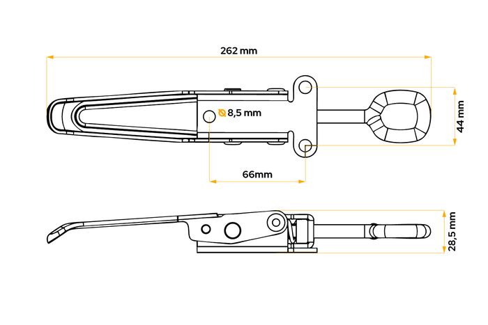 KNOTT 6S5684.001 excentrische vergrendeling voor aanhangwagenzijkoppeling