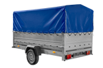 Eenassige aanhangwagen 264x150 UNITRAILER GARDEN 265 KIPP met opzetborden H-800 frame en blauwe huif