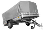 Enkelassige aanhanger met aluminium zijwanden 264x150 Unitrailer Garden 265 KIPP ALU met H-800 frame en grijze afdekking