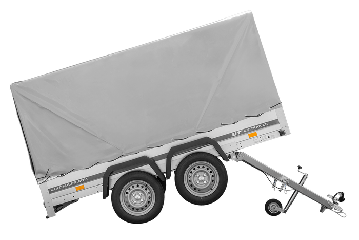 Tweeassige aanhanger 264x125 UNITRAILER GARDEN 264/2 KIPP met H-1100 frame en grijze huif