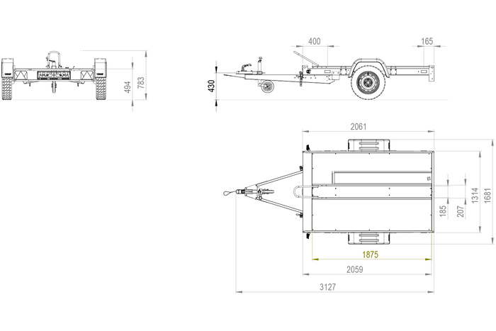 Motorfietsaanhanger 316x220 UNITRAILER MOTO 1 GVWR 750 kg